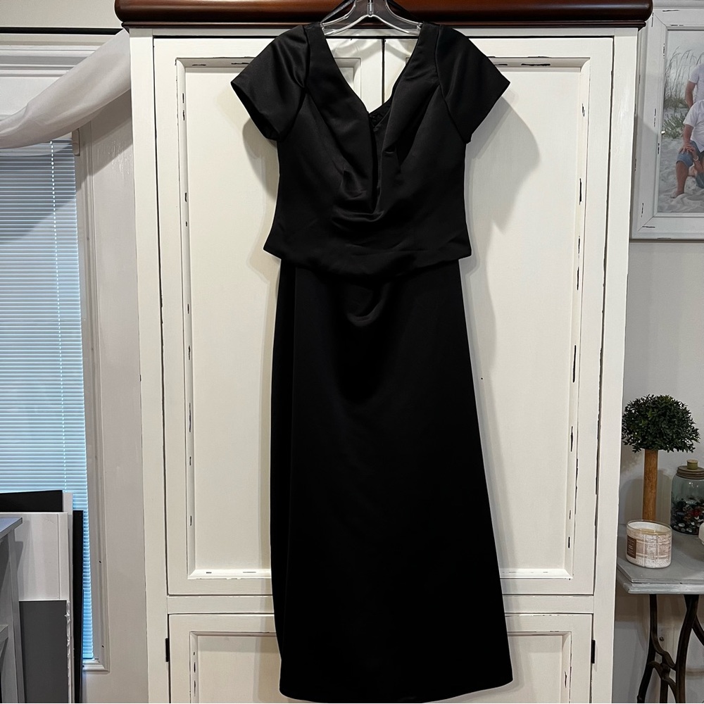 Allure Bridals Black Satin 2 Piece Skirt and Top. Size 14. NWT.